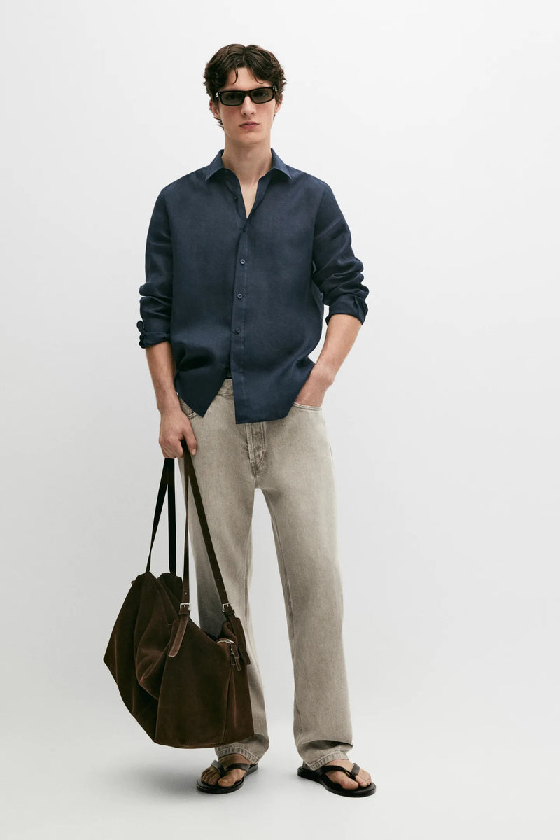 Navy Linen Shirt