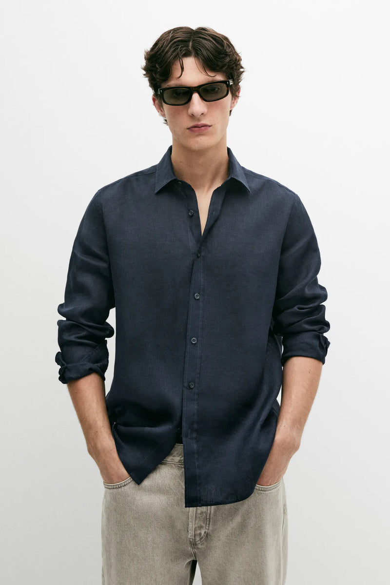 Navy Linen Shirt